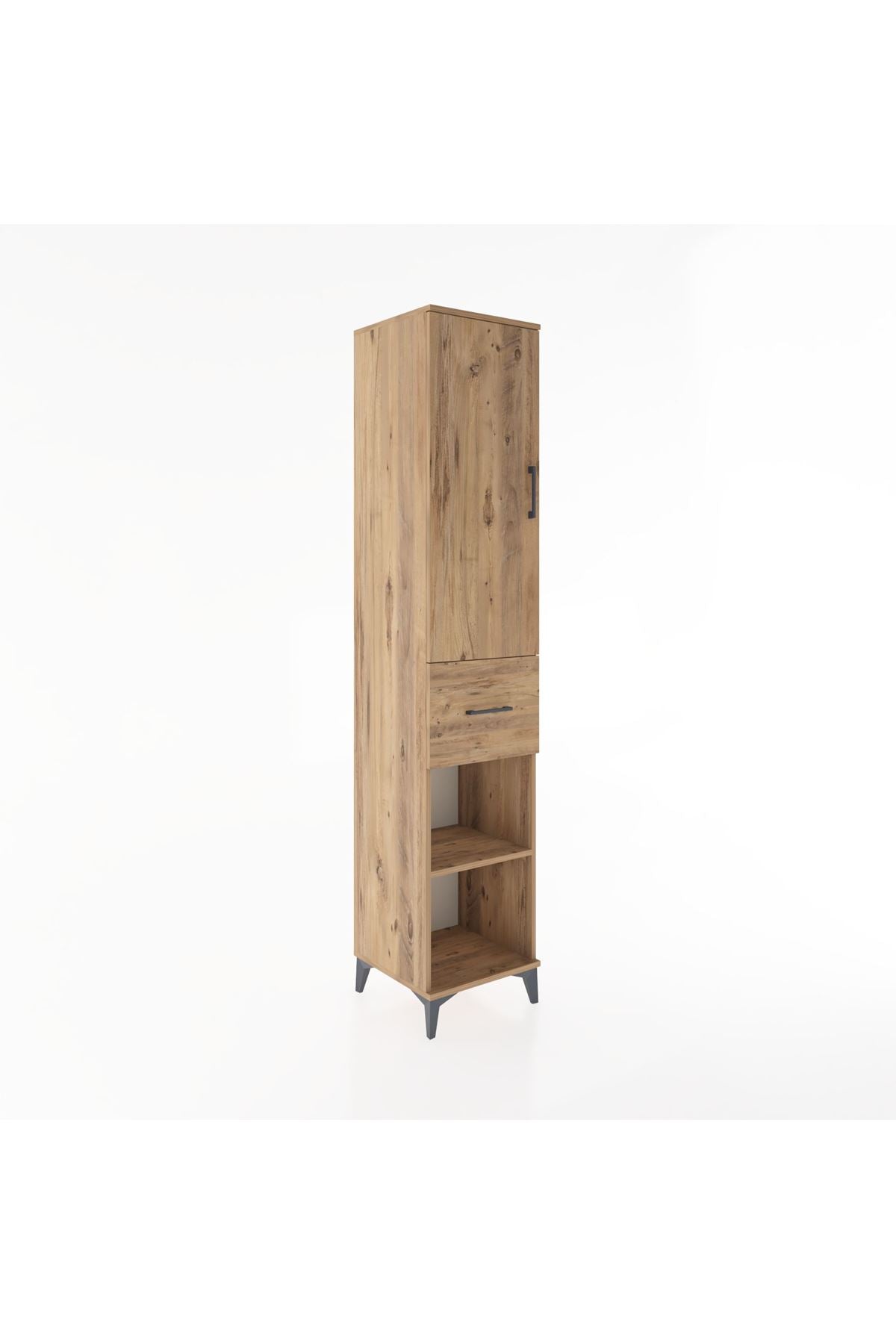 Hyperion Dolap 3 Raflı Tek Çekmeceli Tek Askılı 44x44x221 Çam-Çam