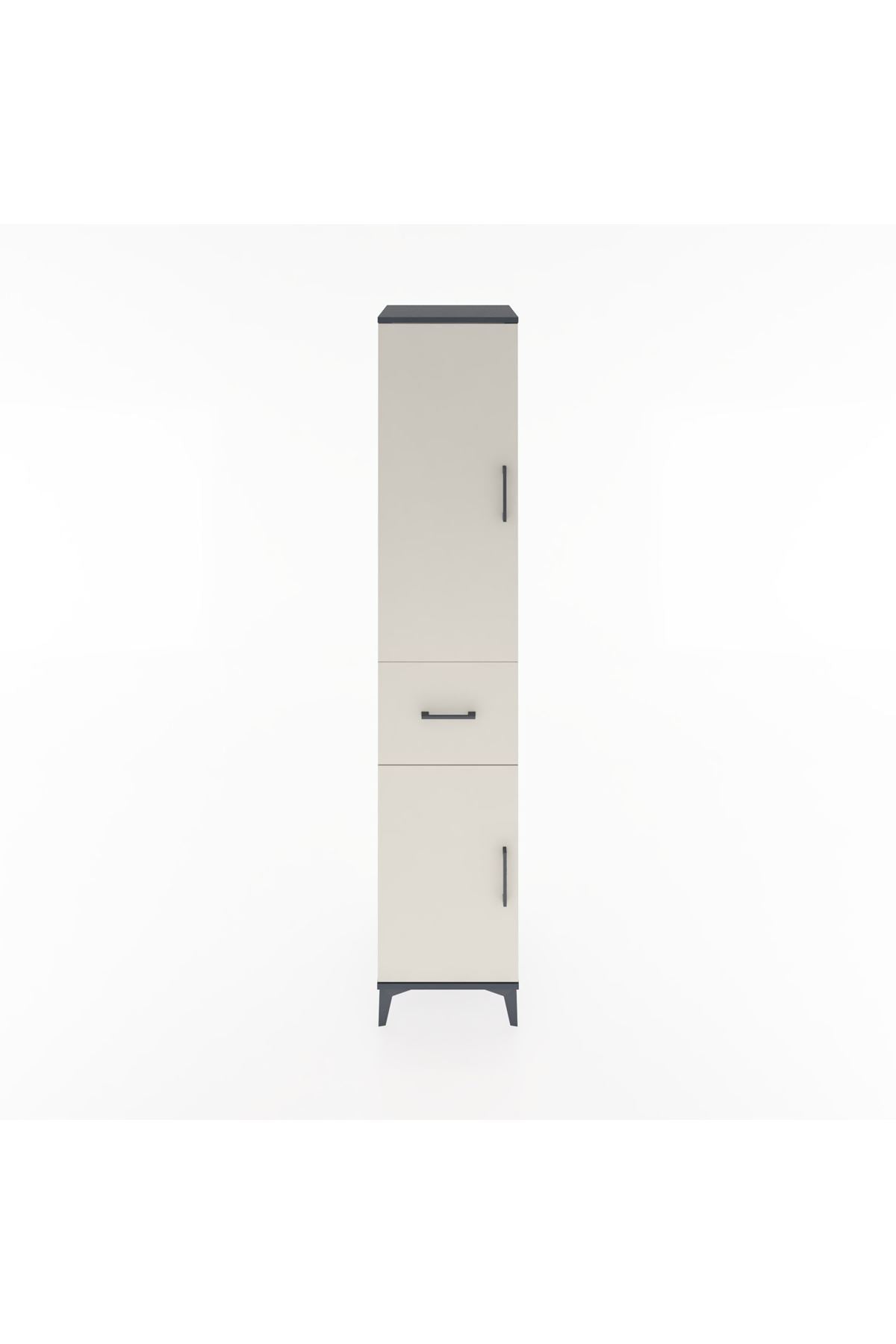 Hyperion Dolap 4 Raflı Tek Çekmeceli 2 Kapaklı 44x44x221 Antrasit-Aytaşı