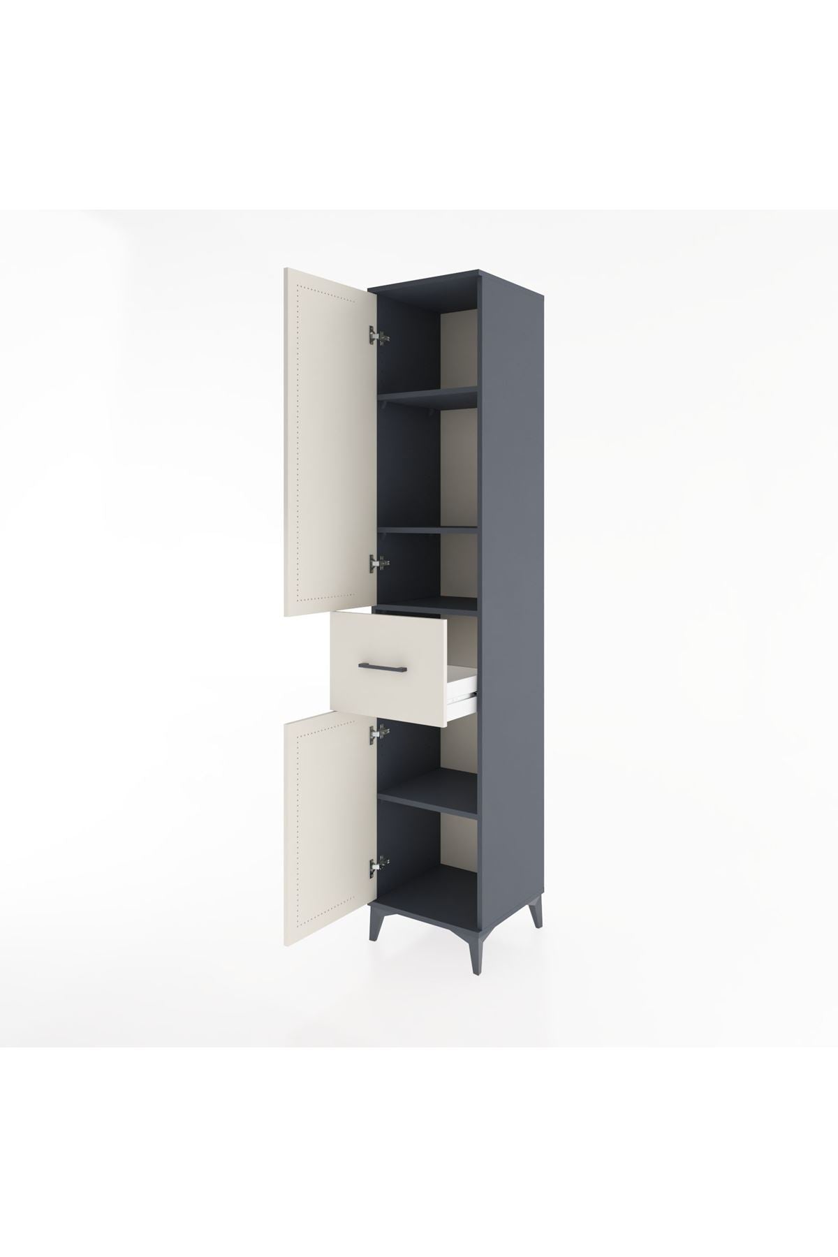 Hyperion Dolap 4 Raflı Tek Çekmeceli 2 Kapaklı 44x44x221 Antrasit-Aytaşı