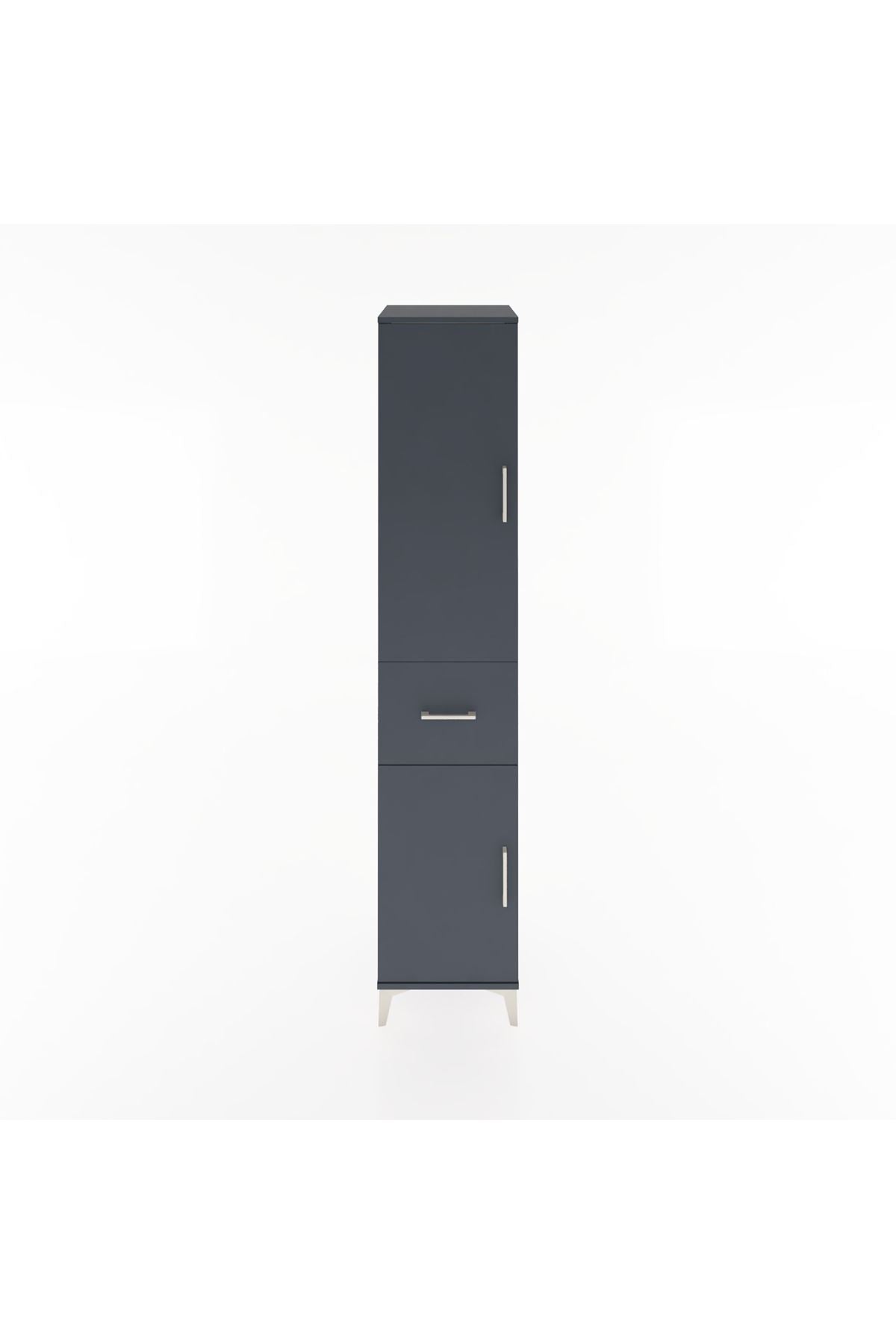 Hyperion Dolap 4 Raflı Tek Çekmeceli 2 Kapaklı 44x44x221 Antrasit-Antrasit