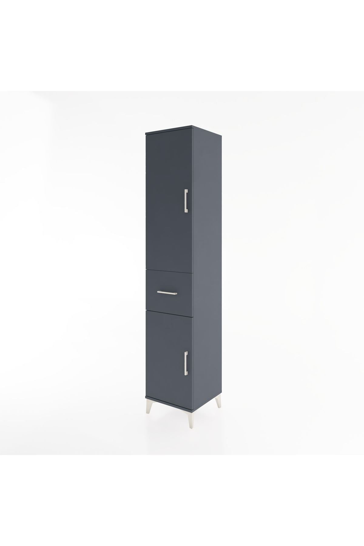 Hyperion Dolap 4 Raflı Tek Çekmeceli 2 Kapaklı 44x44x221 Antrasit-Antrasit