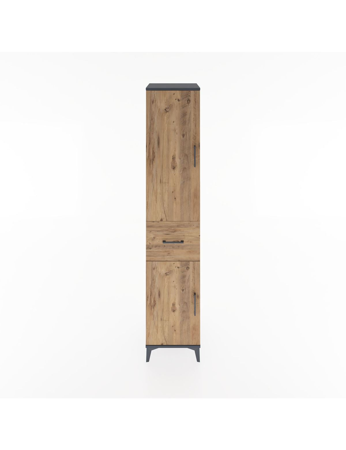 Hyperion Dolap 4 Raflı Tek Çekmeceli 2 Kapaklı 44x44x221 Antrasit-Çam