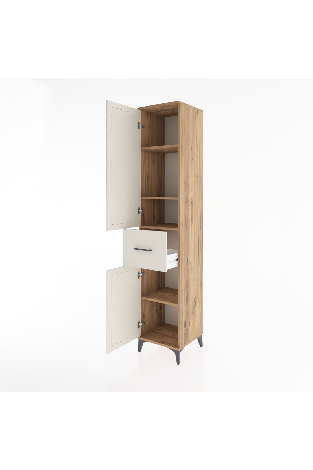 Hyperion Dolap 4 Raflı Tek Çekmeceli 2 Kapaklı 44x44x221 Çam-Aytaşı