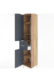 Hyperion Dolap 4 Raflı Tek Çekmeceli 2 Kapaklı 44x44x221 Çam-Antrasit