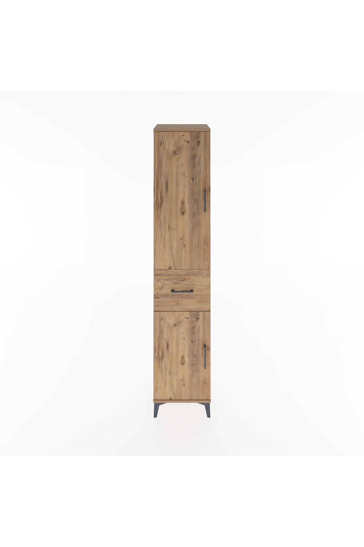 Hyperion Dolap 4 Raflı Tek Çekmeceli 2 Kapaklı 44x44x221 Çam-Çam