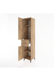 Hyperion Dolap 4 Raflı Tek Çekmeceli 2 Kapaklı 44x44x221 Çam-Çam