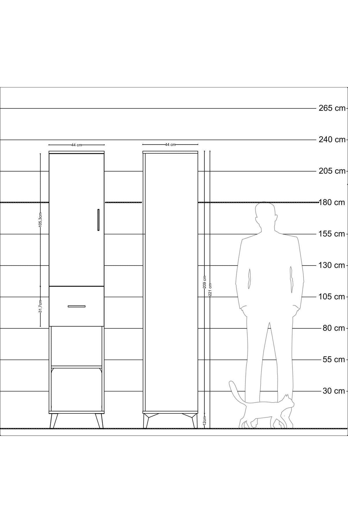 Hyperion Dolap 4 Raflı Tek Çekmeceli Tek Kapaklı 44x44x221 - S61M205V7B