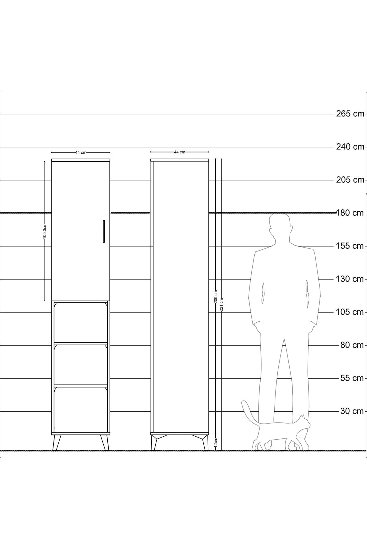 Hyperion Dolap 4 Raflı Tek Kapaklı Tek Askılı 44x44x221 Çam-Çam