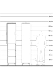 Hyperion Dolap 4 Raflı Tek Kapaklı Tek Askılı 44x44x221 Çam-Çam