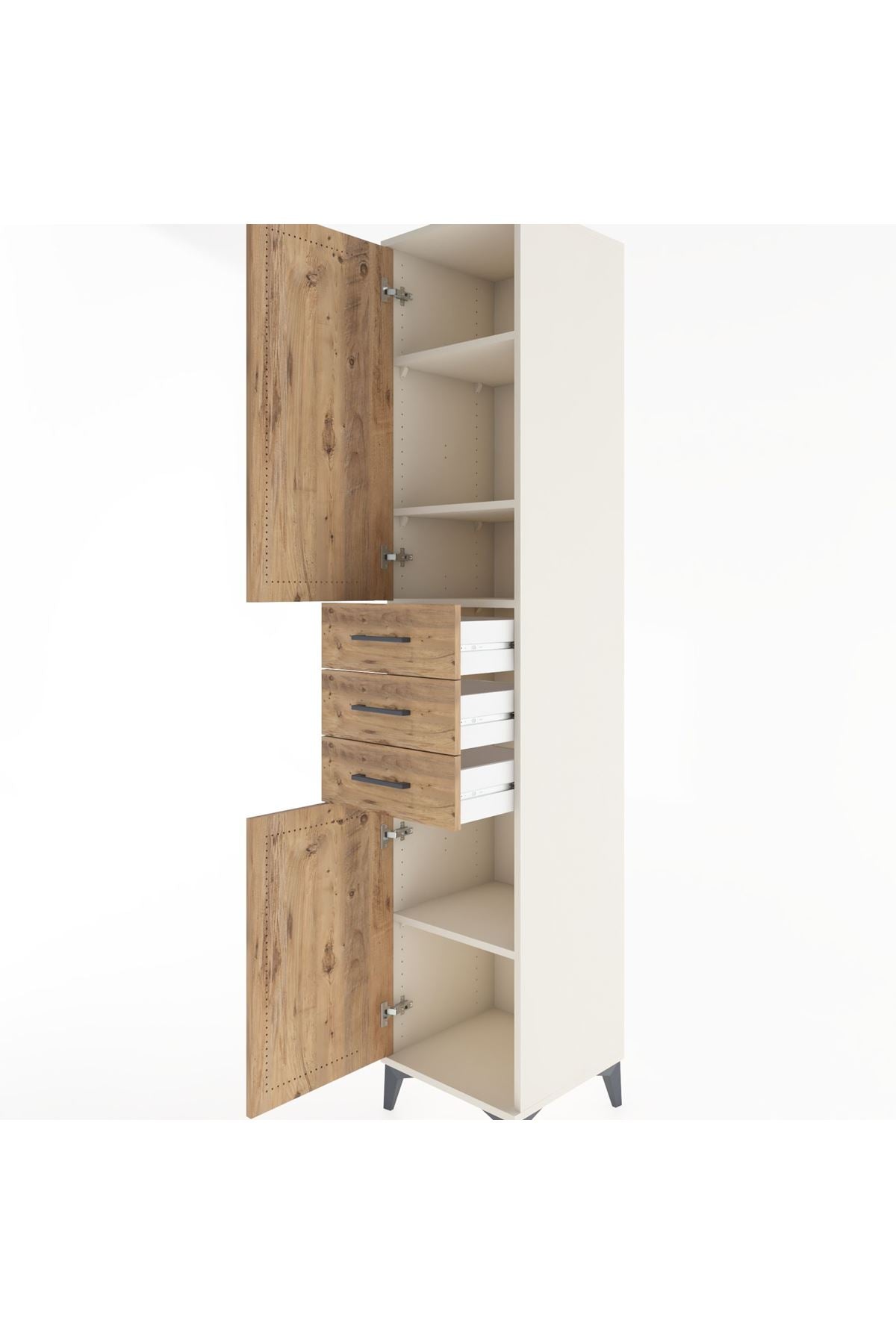 Hyperion Dolap 4 Raflı 3 Çekmeceli 2 Kapaklı 44x44x221 Aytaşı-Çam