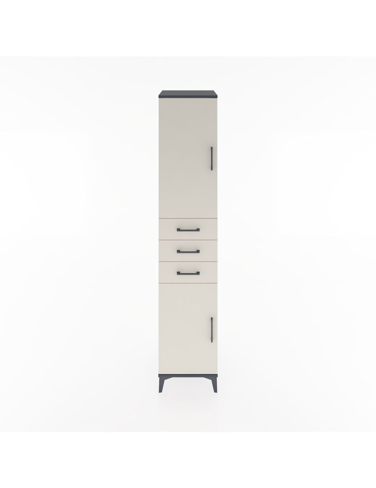 Hyperion Dolap 4 Raflı 3 Çekmeceli 2 Kapaklı 44x44x221 Antrasit-Aytaşı