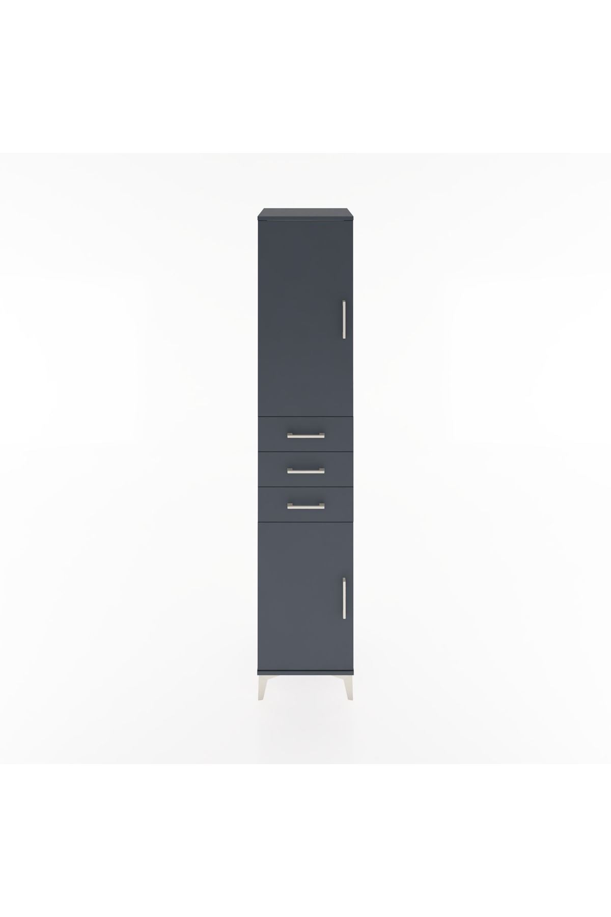 Hyperion Dolap 4 Raflı 3 Çekmeceli 2 Kapaklı 44x44x221 Antrasit-Antrasit