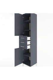 Hyperion Dolap 4 Raflı 3 Çekmeceli 2 Kapaklı 44x44x221 Antrasit-Antrasit