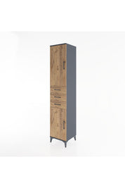 Hyperion Dolap 4 Raflı 3 Çekmeceli 2 Kapaklı 44x44x221 Antrasit-Çam