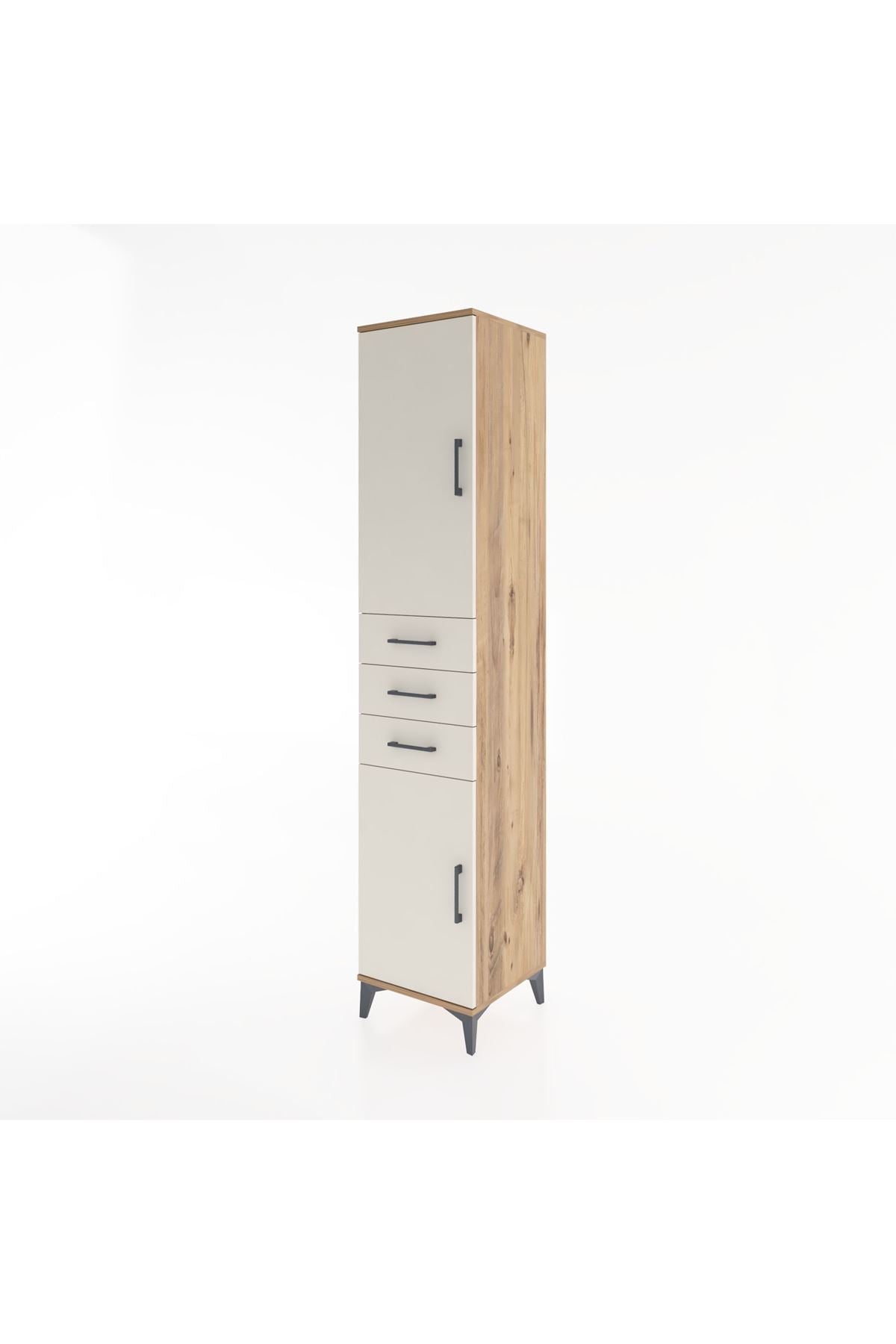 Hyperion Dolap 4 Raflı 3 Çekmeceli 2 Kapaklı 44x44x221 Çam-Aytaşı