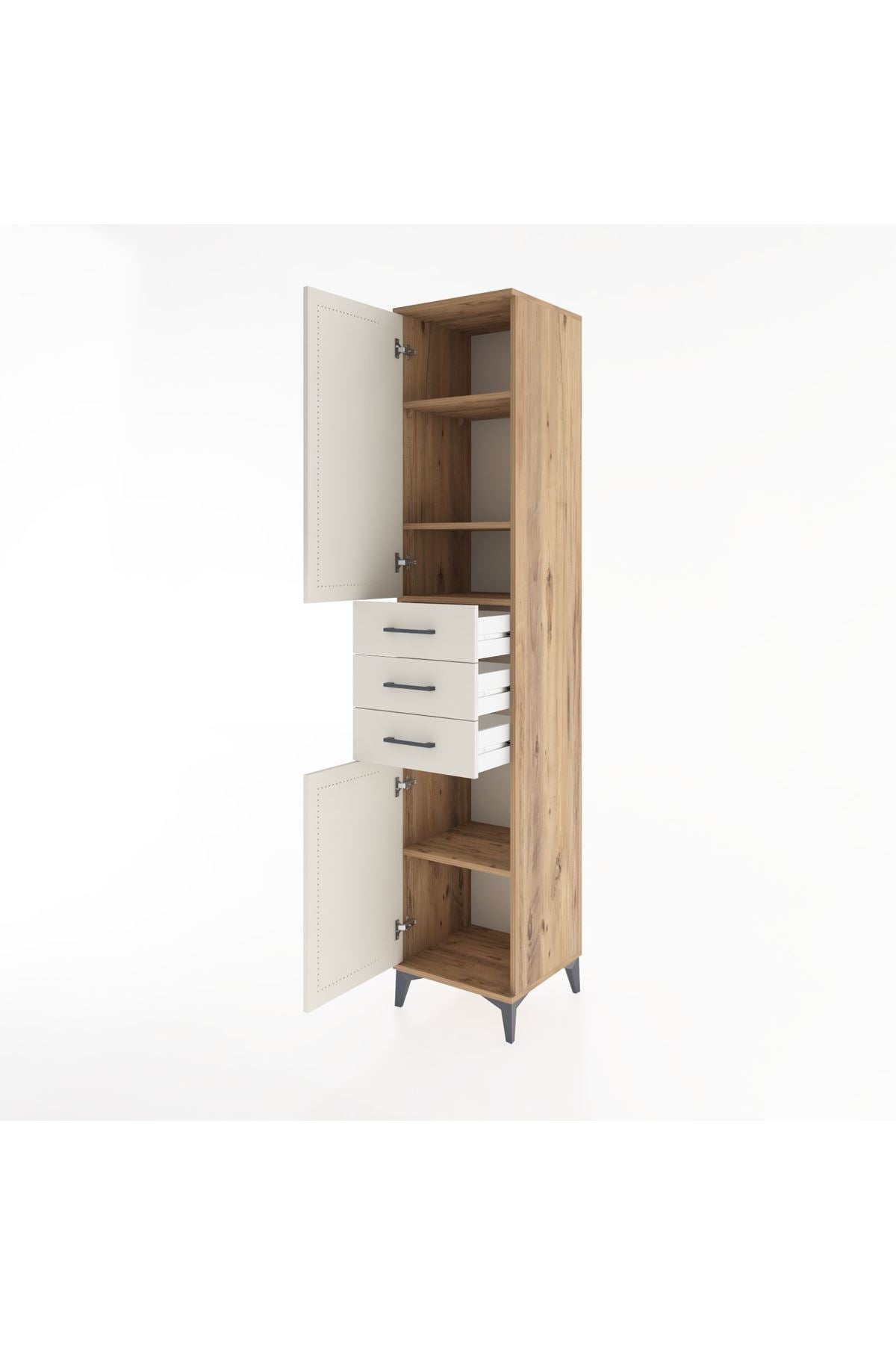 Hyperion Dolap 4 Raflı 3 Çekmeceli 2 Kapaklı 44x44x221 Çam-Aytaşı