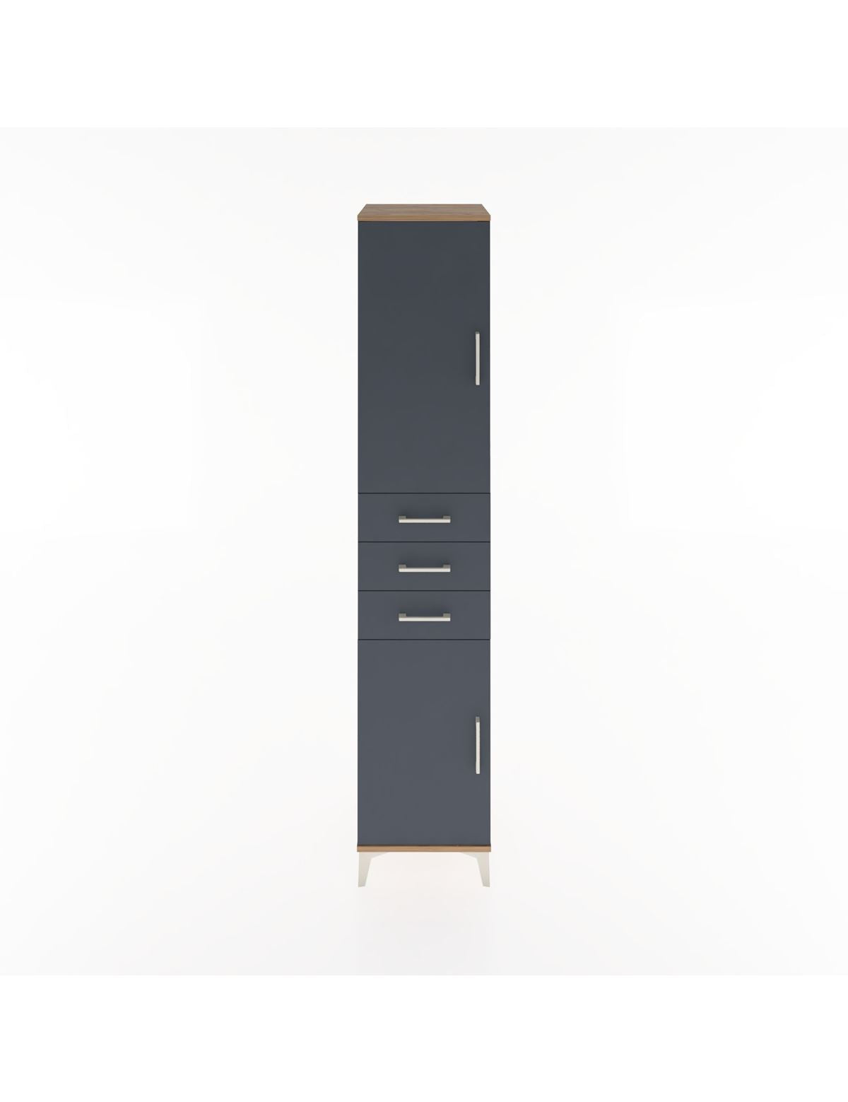 Hyperion Dolap 4 Raflı 3 Çekmeceli 2 Kapaklı 44x44x221 Çam-Antrasit