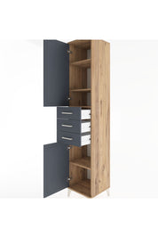 Hyperion Dolap 4 Raflı 3 Çekmeceli 2 Kapaklı 44x44x221 Çam-Antrasit