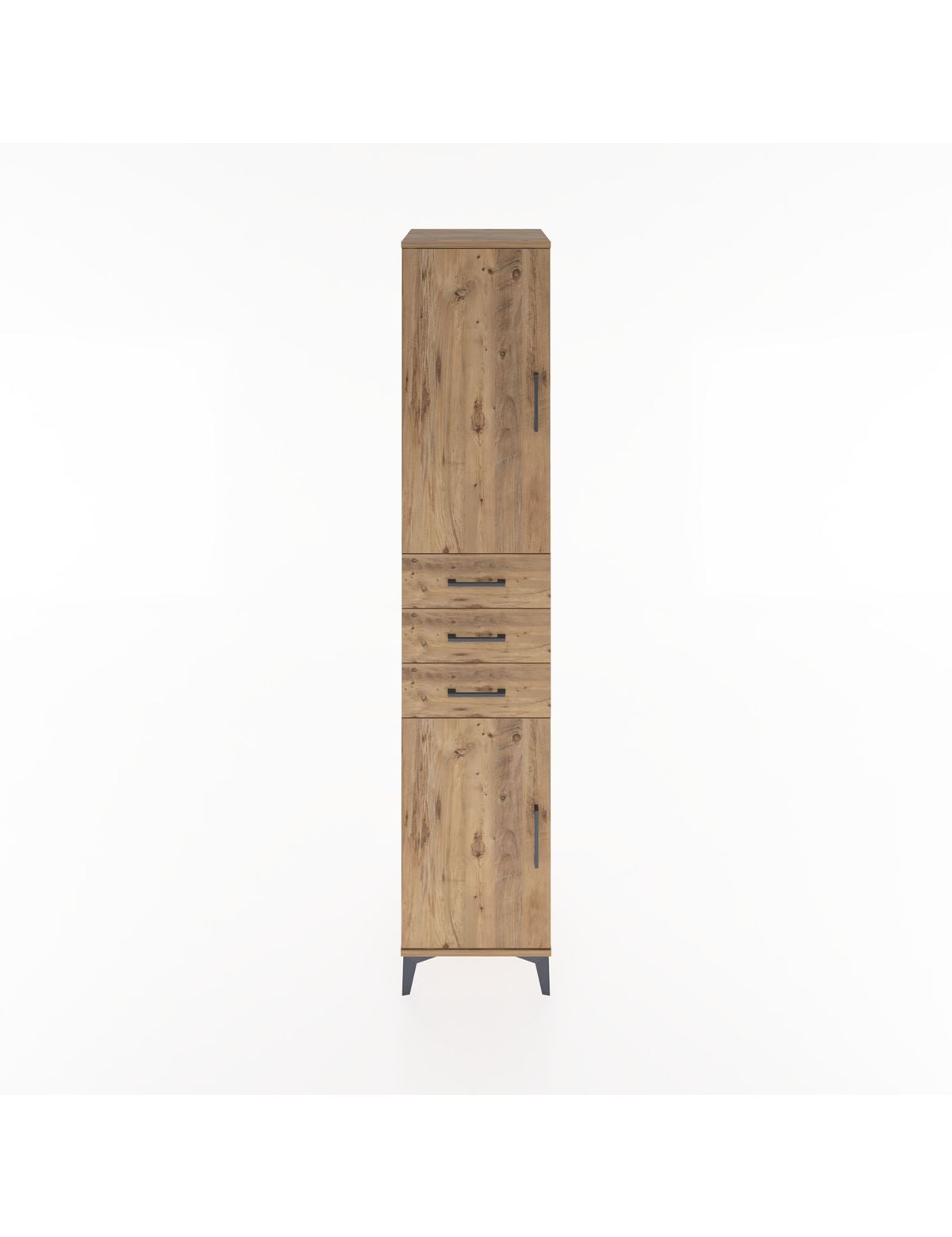 Hyperion Dolap 4 Raflı 3 Çekmeceli 2 Kapaklı 44x44x221 Çam-Çam