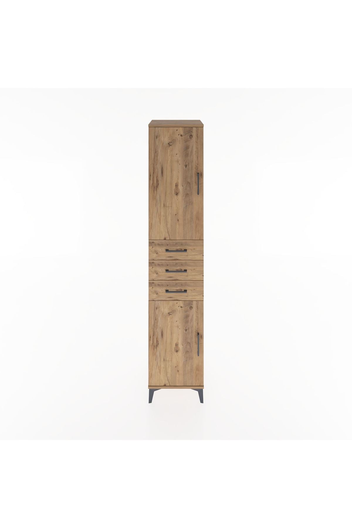 Hyperion Dolap 4 Raflı 3 Çekmeceli 2 Kapaklı 44x44x221 Çam-Çam