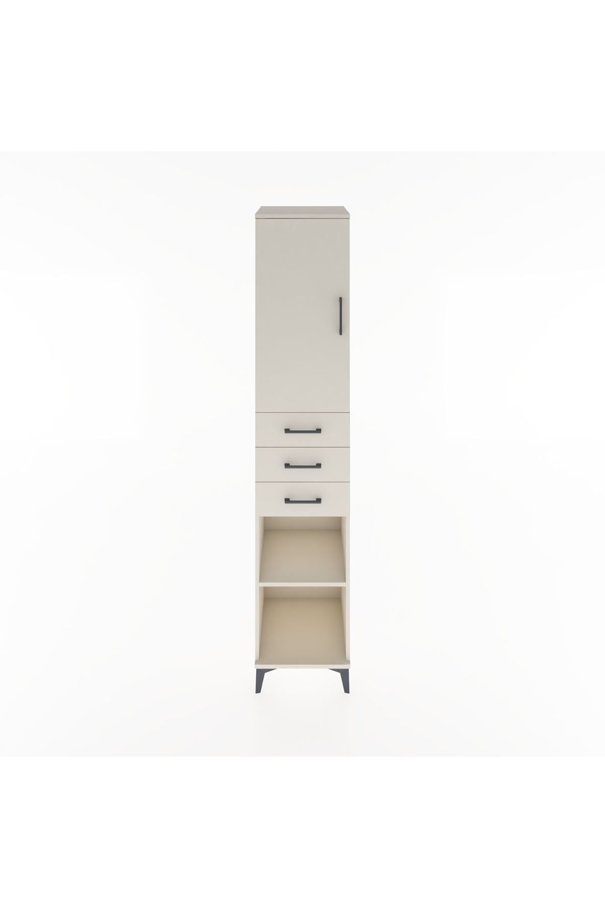 Hyperion Dolap 4 Raflı 3 Çekmeceli Tek Kapaklı 44x44x221 Aytaşı-Aytaşı