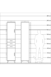Hyperion Dolap 4 Raflı 3 Çekmeceli 2 Kapaklı 44x44x221 Çam-Çam