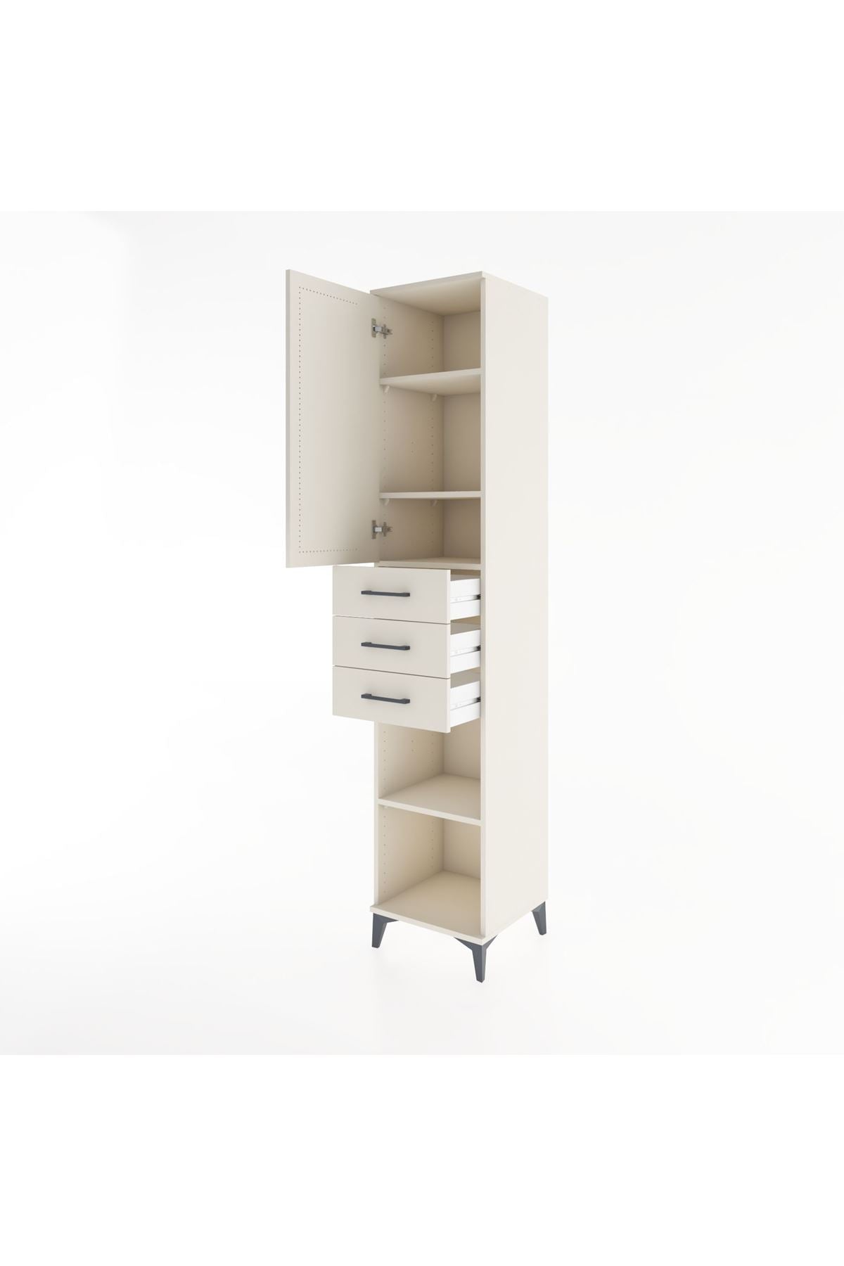 Hyperion Dolap 4 Raflı 3 Çekmeceli Tek Kapaklı 44x44x221 Aytaşı-Aytaşı