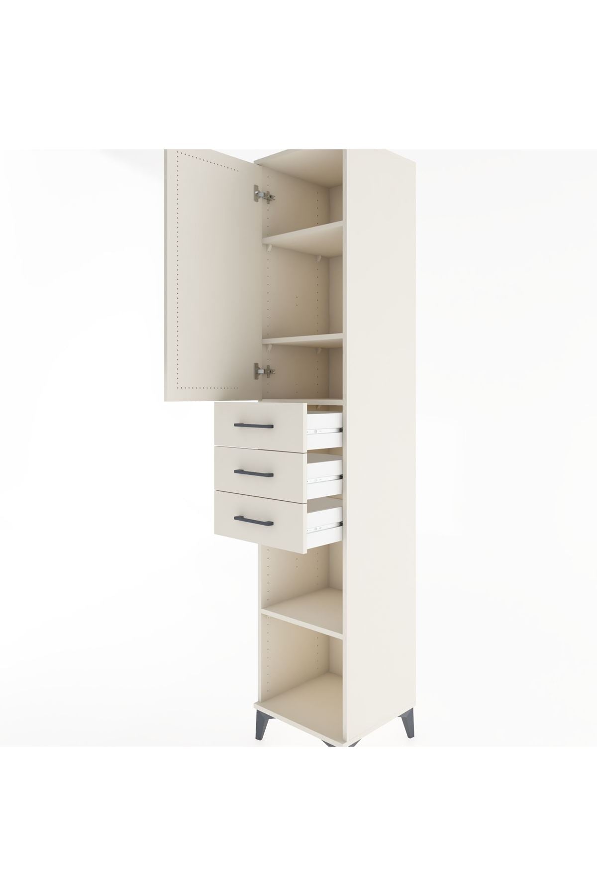 Hyperion Dolap 4 Raflı 3 Çekmeceli Tek Kapaklı 44x44x221 Aytaşı-Aytaşı