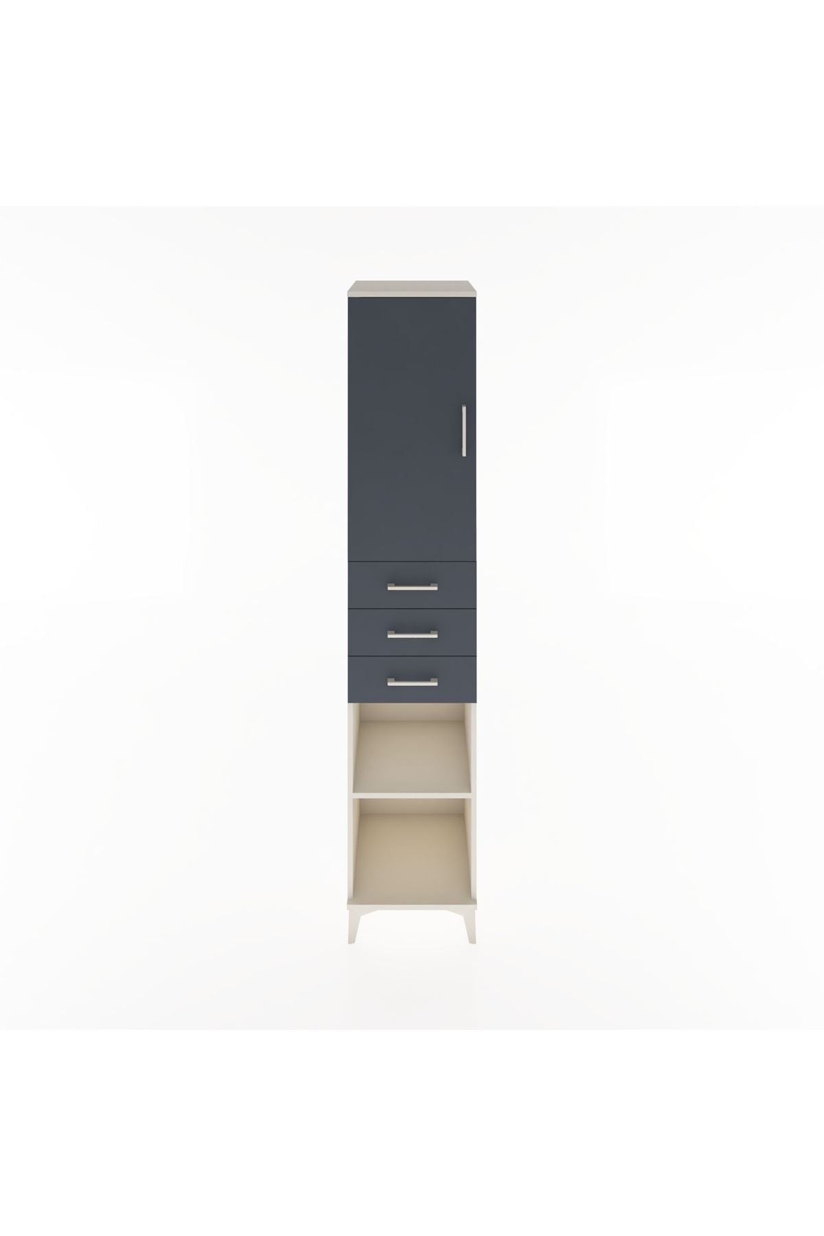 Hyperion Dolap 4 Raflı 3 Çekmeceli Tek Kapaklı 44x44x221 Aytaşı-Antrasit