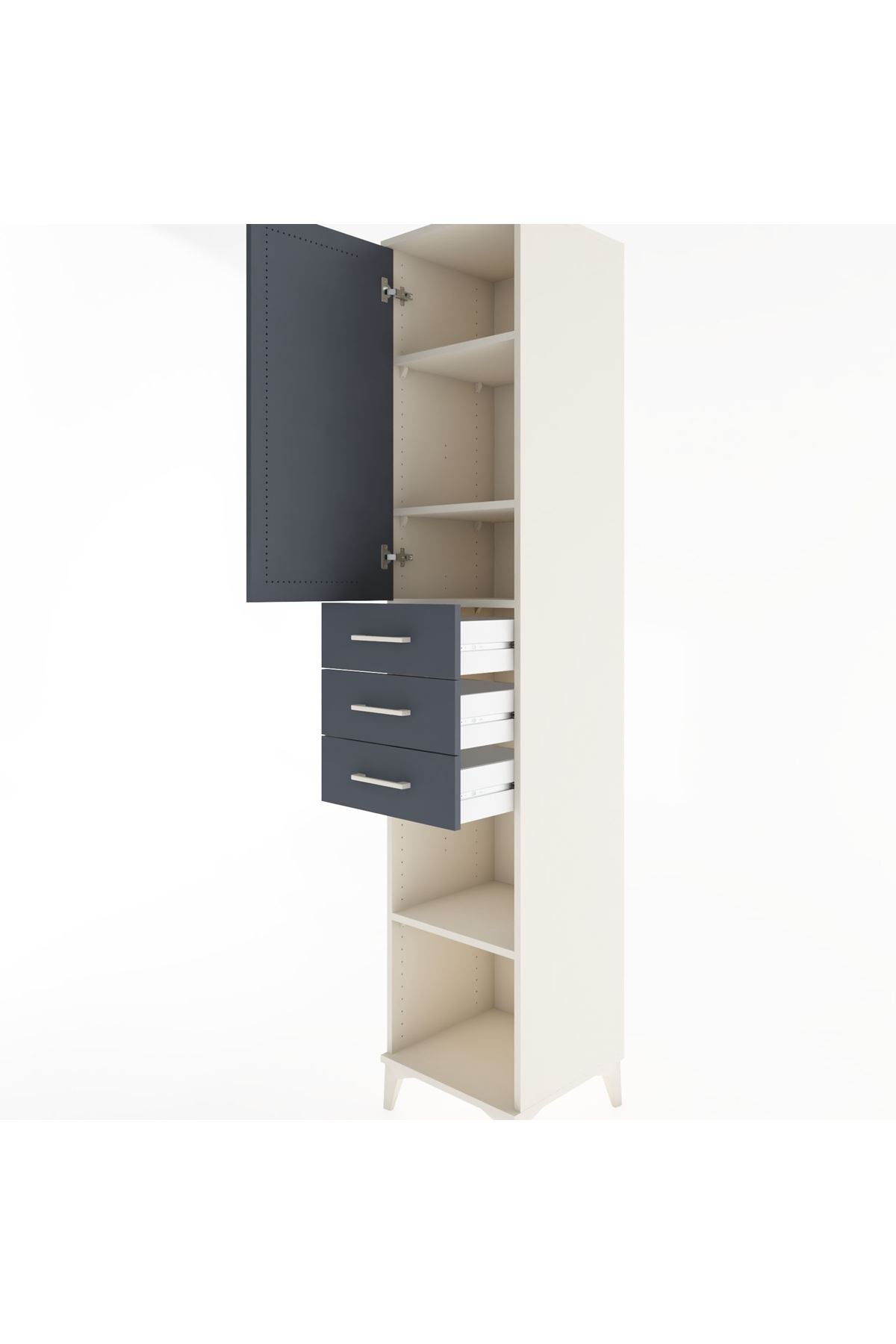 Hyperion Dolap 4 Raflı 3 Çekmeceli Tek Kapaklı 44x44x221 Aytaşı-Antrasit