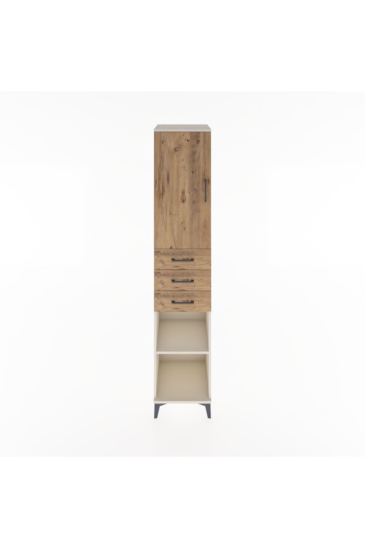 Hyperion Dolap 4 Raflı 3 Çekmeceli Tek Kapaklı 44x44x221 Aytaşı-Çam