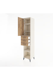 Hyperion Dolap 4 Raflı 3 Çekmeceli Tek Kapaklı 44x44x221 Aytaşı-Çam