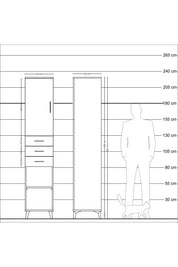 Hyperion Dolap 4 Raflı 3 Çekmeceli Tek Kapaklı 44x44x221 Aytaşı-Çam