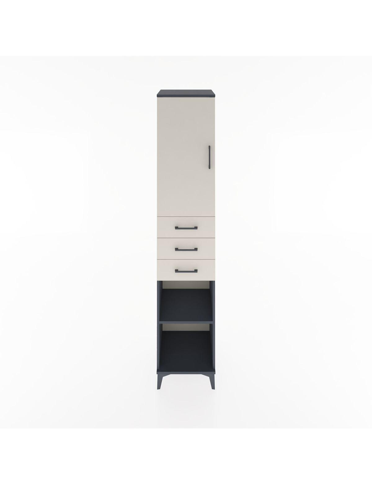 Hyperion Dolap 4 Raflı 3 Çekmeceli Tek Kapaklı 44x44x221 Antrasit-Aytaşı