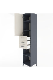 Hyperion Dolap 4 Raflı 3 Çekmeceli Tek Kapaklı 44x44x221 Antrasit-Aytaşı