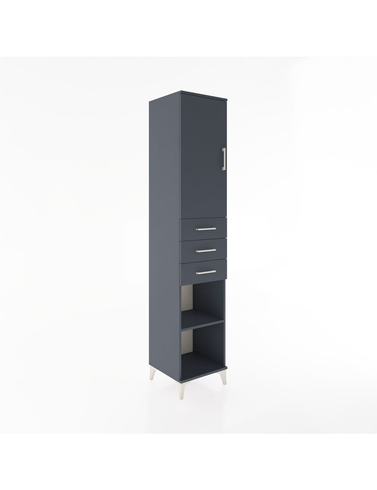 Hyperion Dolap 4 Raflı 3 Çekmeceli Tek Kapaklı 44x44x221 Antrasit-Antrasit