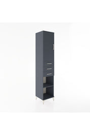 Hyperion Dolap 4 Raflı 3 Çekmeceli Tek Kapaklı 44x44x221 Antrasit-Antrasit