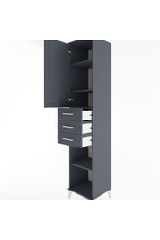 Hyperion Dolap 4 Raflı 3 Çekmeceli Tek Kapaklı 44x44x221 Antrasit-Antrasit