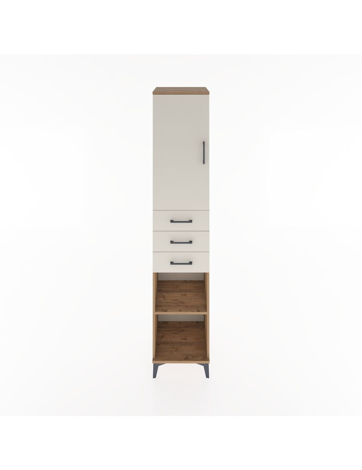 Hyperion Dolap 4 Raflı 3 Çekmeceli Tek Kapaklı 44x44x221 Çam-Aytaşı