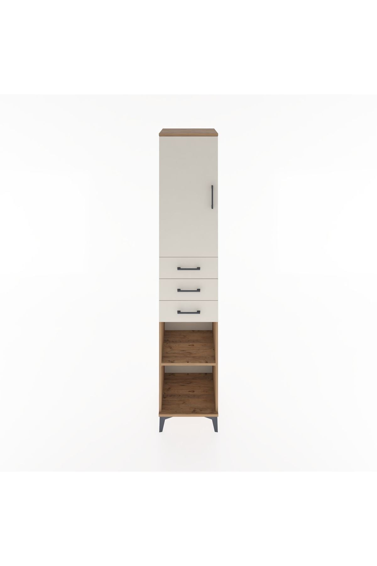 Hyperion Dolap 4 Raflı 3 Çekmeceli Tek Kapaklı 44x44x221 Çam-Aytaşı