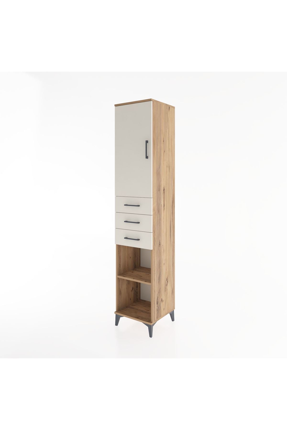 Hyperion Dolap 4 Raflı 3 Çekmeceli Tek Kapaklı 44x44x221 Çam-Aytaşı