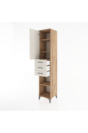 Hyperion Dolap 4 Raflı 3 Çekmeceli Tek Kapaklı 44x44x221 Çam-Aytaşı