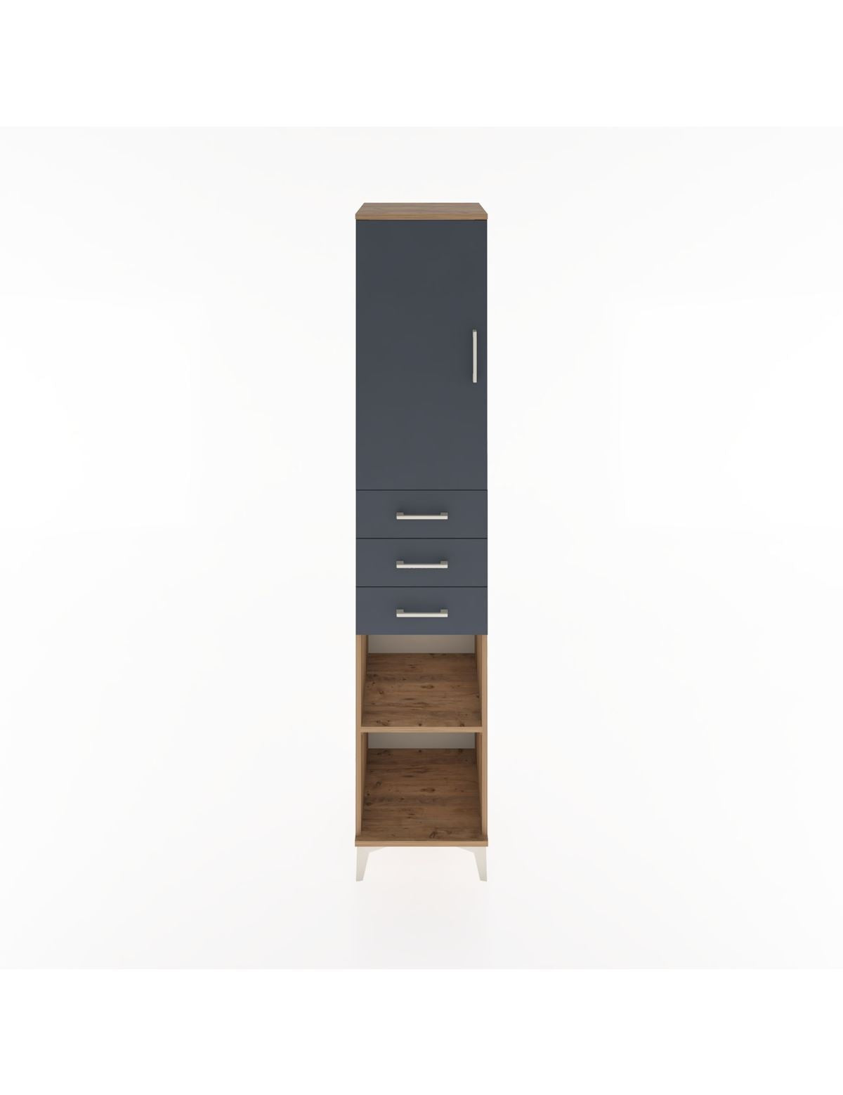 Hyperion Dolap 4 Raflı 3 Çekmeceli Tek Kapaklı 44x44x221 Çam-Antrasit