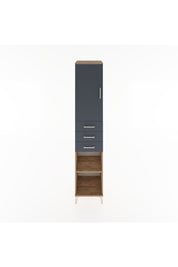 Hyperion Dolap 4 Raflı 3 Çekmeceli Tek Kapaklı 44x44x221 Çam-Antrasit