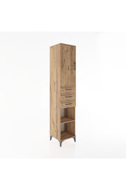 Hyperion Dolap 4 Raflı 3 Çekmeceli Tek Kapaklı 44x44x221 Çam-Çam