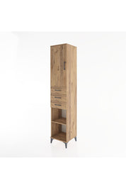 Hyperion Dolap 4 Raflı 3 Çekmeceli Tek Kapaklı 44x44x221 Çam-Çam