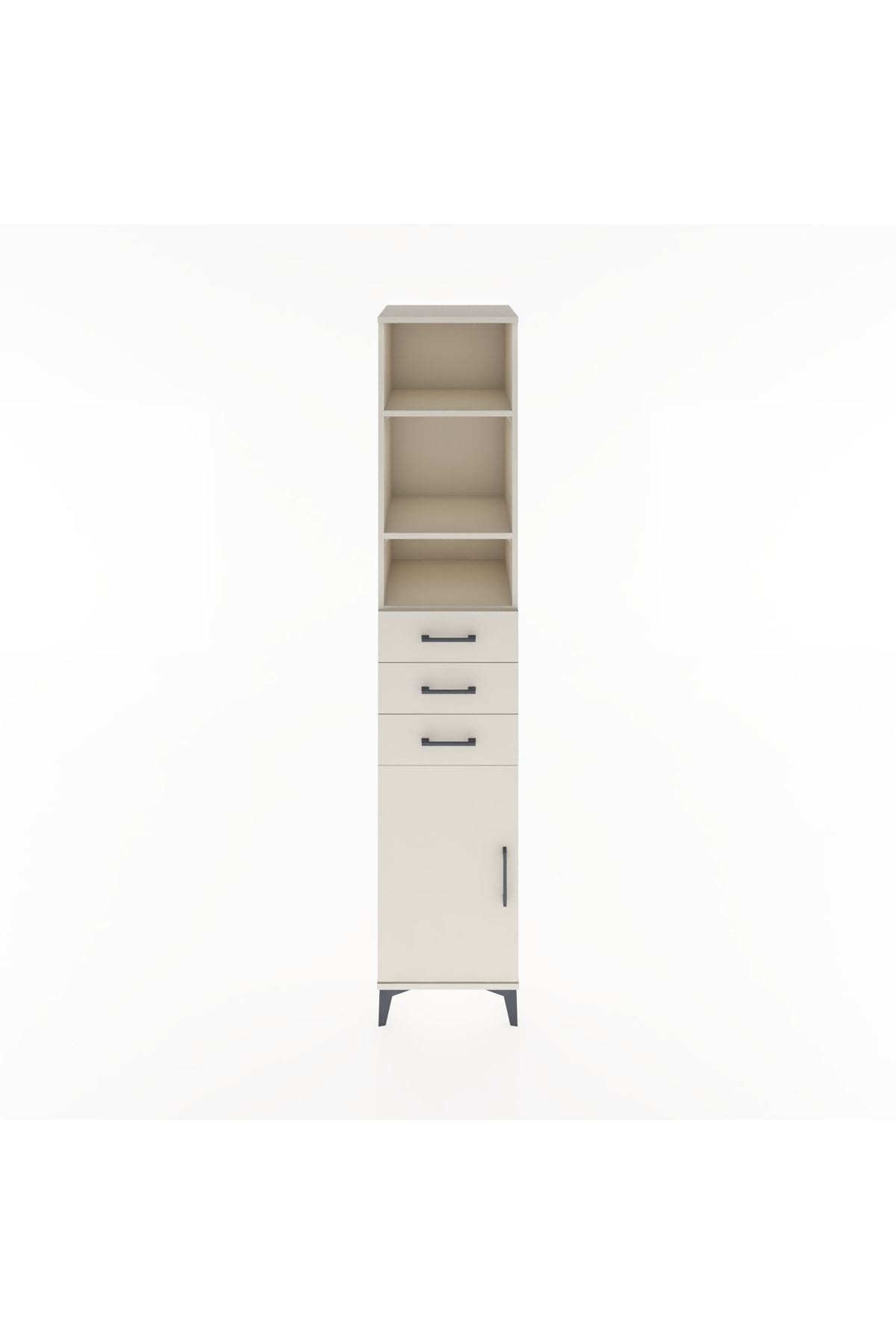 Hyperion Dolap 4 Raflı 3 Çekmeceli Tek Kapaklı 44x44x221 Aytaşı-Aytaşı