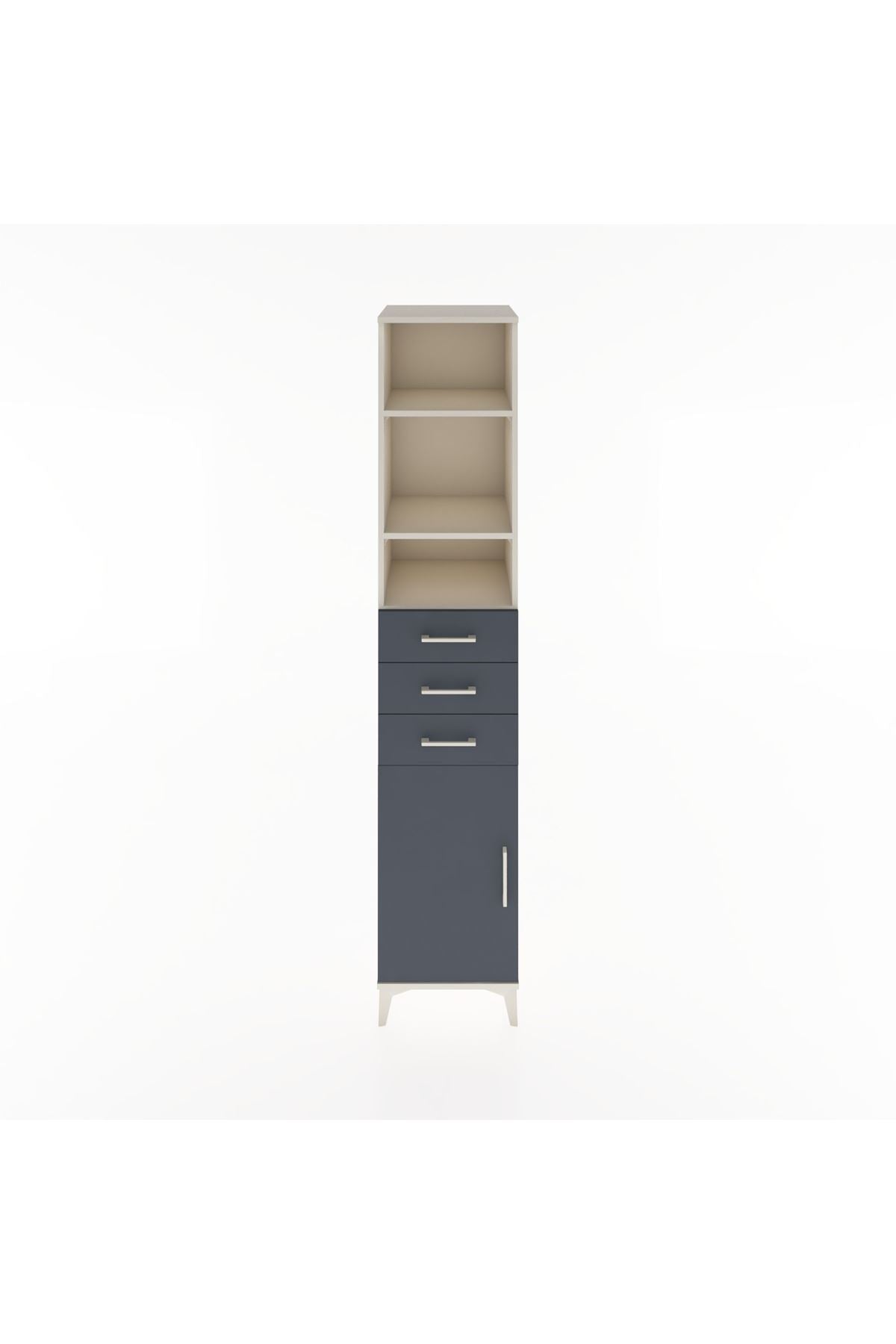 Hyperion Dolap 4 Raflı 3 Çekmeceli Tek Kapaklı 44x44x221 Aytaşı-Antrasit