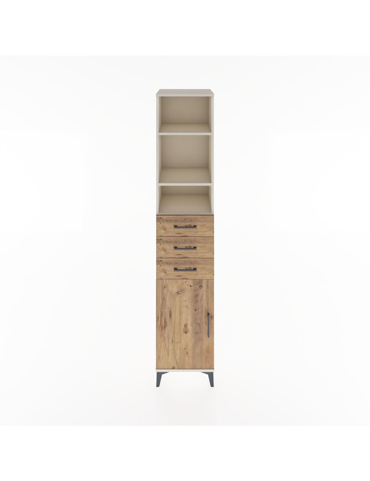 Hyperion Dolap 4 Raflı 3 Çekmeceli Tek Kapaklı 44x44x221 Aytaşı-Çam