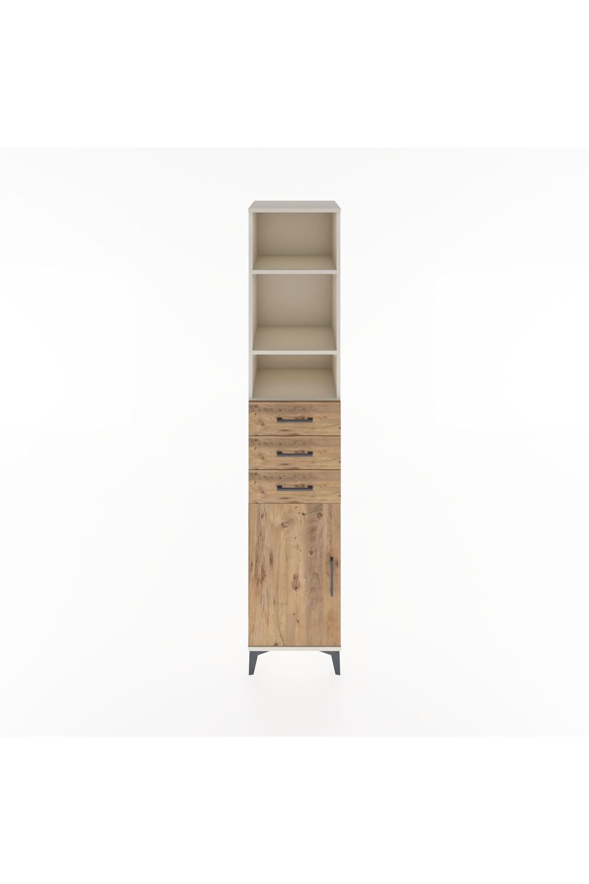 Hyperion Dolap 4 Raflı 3 Çekmeceli Tek Kapaklı 44x44x221 Aytaşı-Çam